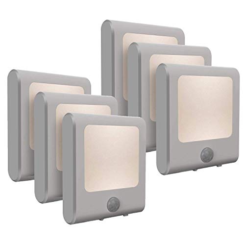 VINTAR 6 Pack Motion Sensor Dimmable LED Night Light, Plug in Nightlight with Auto Dusk to Dawn Sensor, Adjustable Brightness Warm White Lights for Hallway, Kids Room, Kitchen, Stairway, Bathroom - Image 1