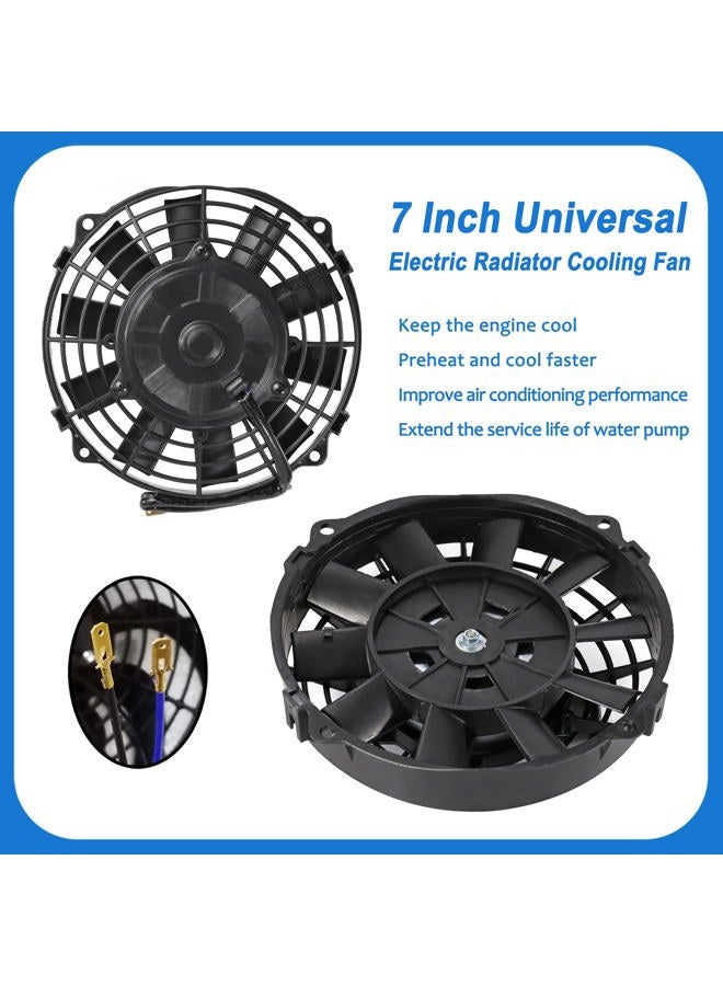CTOCH 7" Electric Radiator Cooling Fan Assembly Kit with 12V 80W Motor Universal High Performance Slim Fan Push Pull Black Curved Blades - Image 4