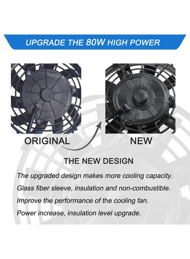 CTOCH 7" Electric Radiator Cooling Fan Assembly Kit with 12V 80W Motor Universal High Performance Slim Fan Push Pull Black Curved Blades - Image 3