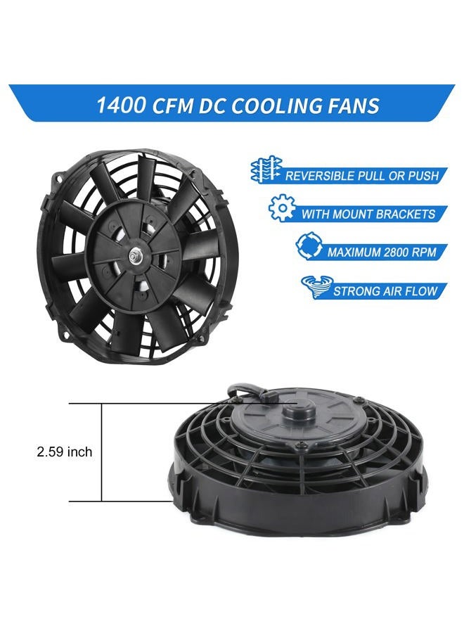 CTOCH 7" Electric Radiator Cooling Fan Assembly Kit with 12V 80W Motor Universal High Performance Slim Fan Push Pull Black Curved Blades - Image 2