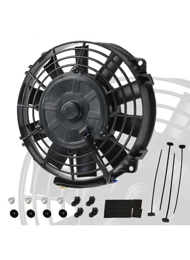 CTOCH 7" Electric Radiator Cooling Fan Assembly Kit with 12V 80W Motor Universal High Performance Slim Fan Push Pull Black Curved Blades - Image 1