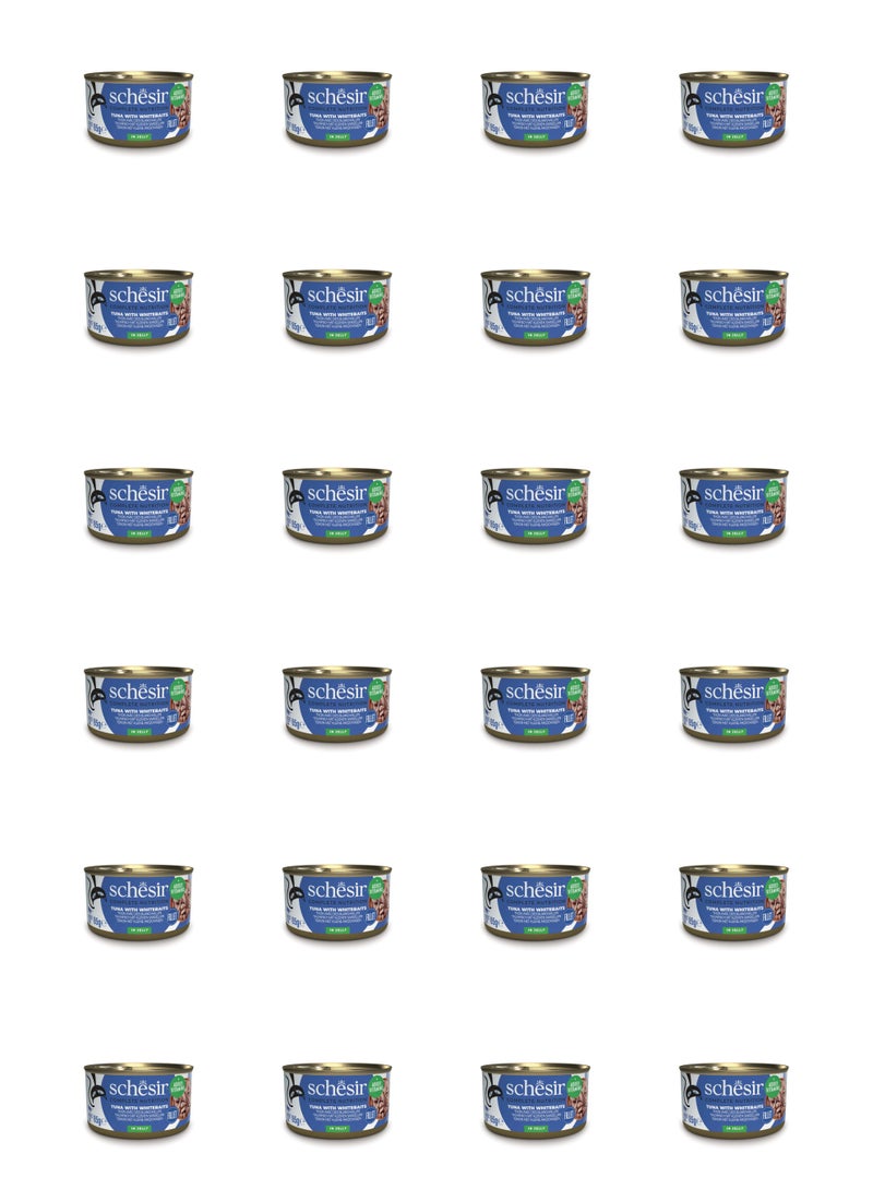 شيسر طعام القطط الرطب شيسير المتكامل والمتوازن في علبة جيلي - تونة مع سمك وايت بيت 85 جم × 24 قطعة - Image 1