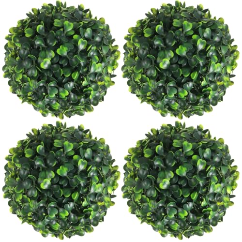 Hotop 4 Pcs 5 Inch Artificial Plant Topiary Ball 4 Layers Garden Spheres Boxwood Balls Artificial Topiaries Spheres Decorative Plants for Backyard Balcony Garden Indoor Outdoor DecorGreen - Image 1