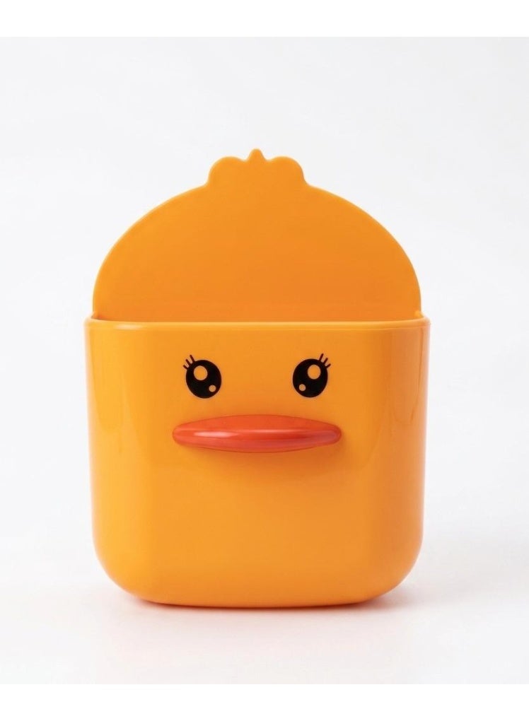Spaceshoop Cute Duck Wall Mounted Storage Box Organizer Self Adhesive Punch Free Small Hanging Holder - Image 1