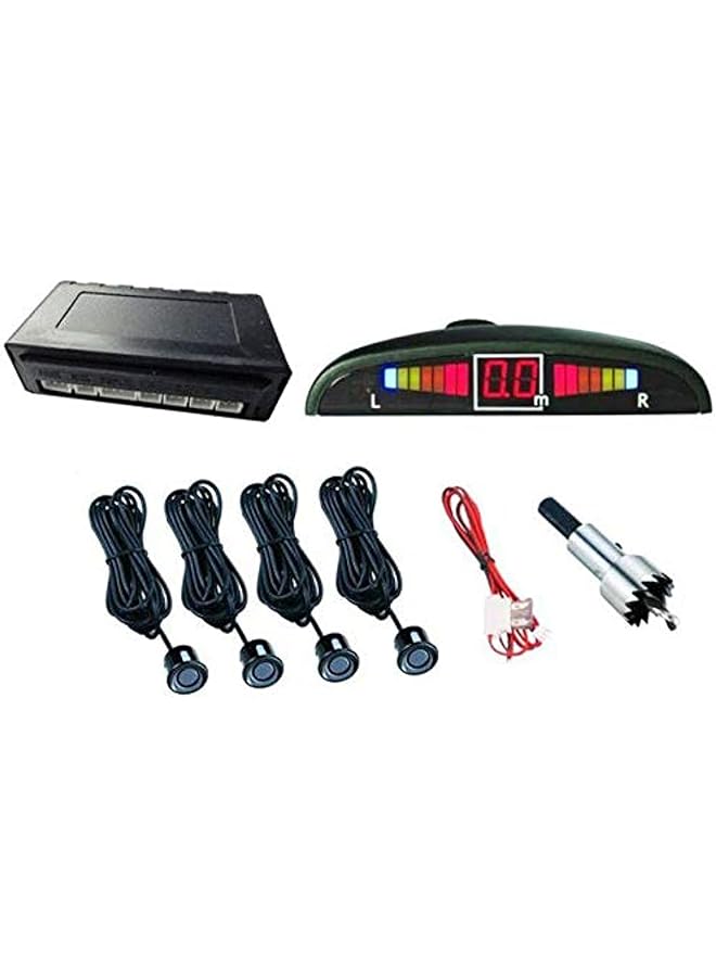 Car Led Parking Sensor Monitor Auto Reverse Backup Radar Detector System Backlight Display 4 Sensors Black Color