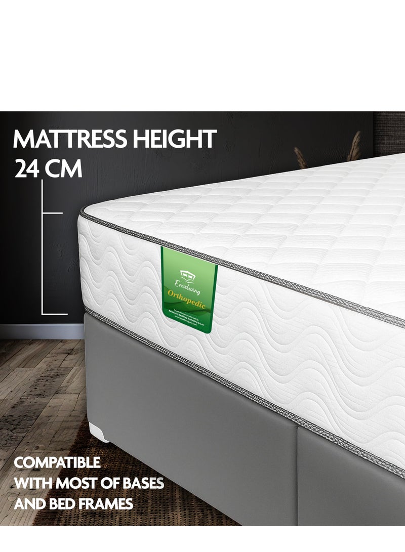 EASELIVING مرتبة أورثوبيديك بحجم كوين - مرتبة متوسطة الصلابة بسُمك 24 سم مع قماش قابل للتهوية | مرتبة أورثو بنيل قابلة للعكس مع تخفيف الضغط لجميع أوضاع النوم | ضمان 3 سنوات (150 × 200 سم) - Image 2