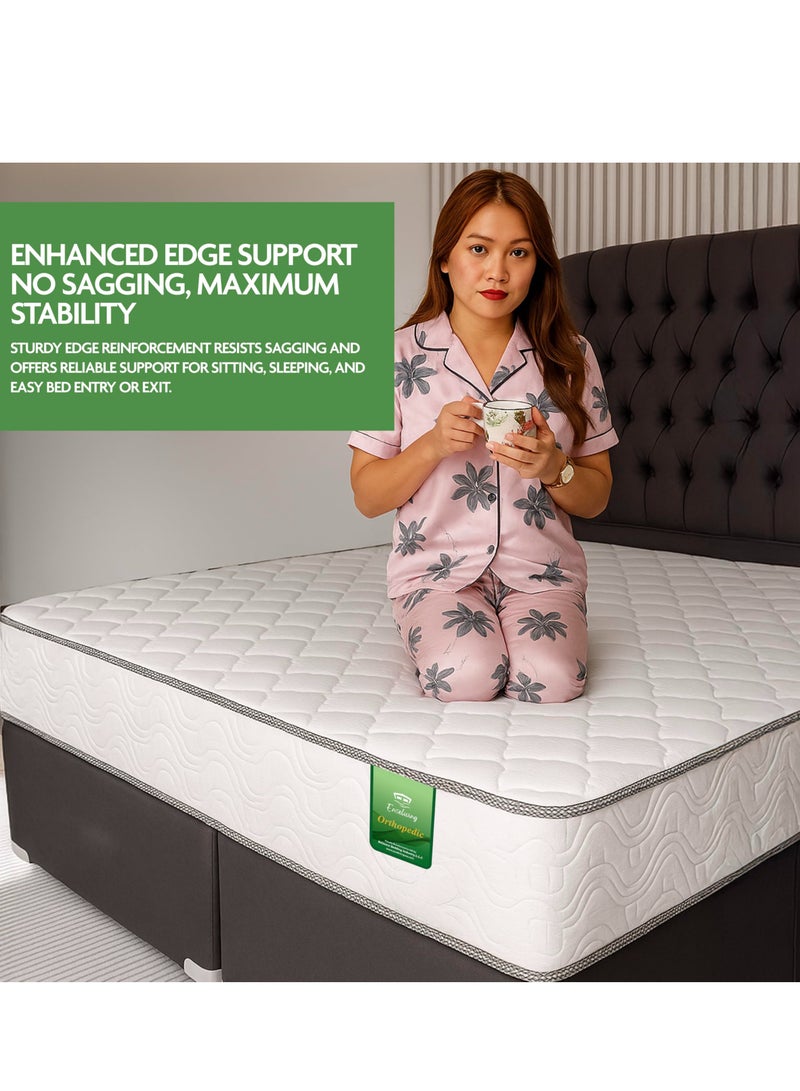 EASELIVING مرتبة أورثوبيديك بحجم كوين - مرتبة متوسطة الصلابة بسُمك 24 سم مع قماش قابل للتهوية | مرتبة أورثو بنيل قابلة للعكس مع تخفيف الضغط لجميع أوضاع النوم | ضمان 3 سنوات (150 × 200 سم) - Image 3