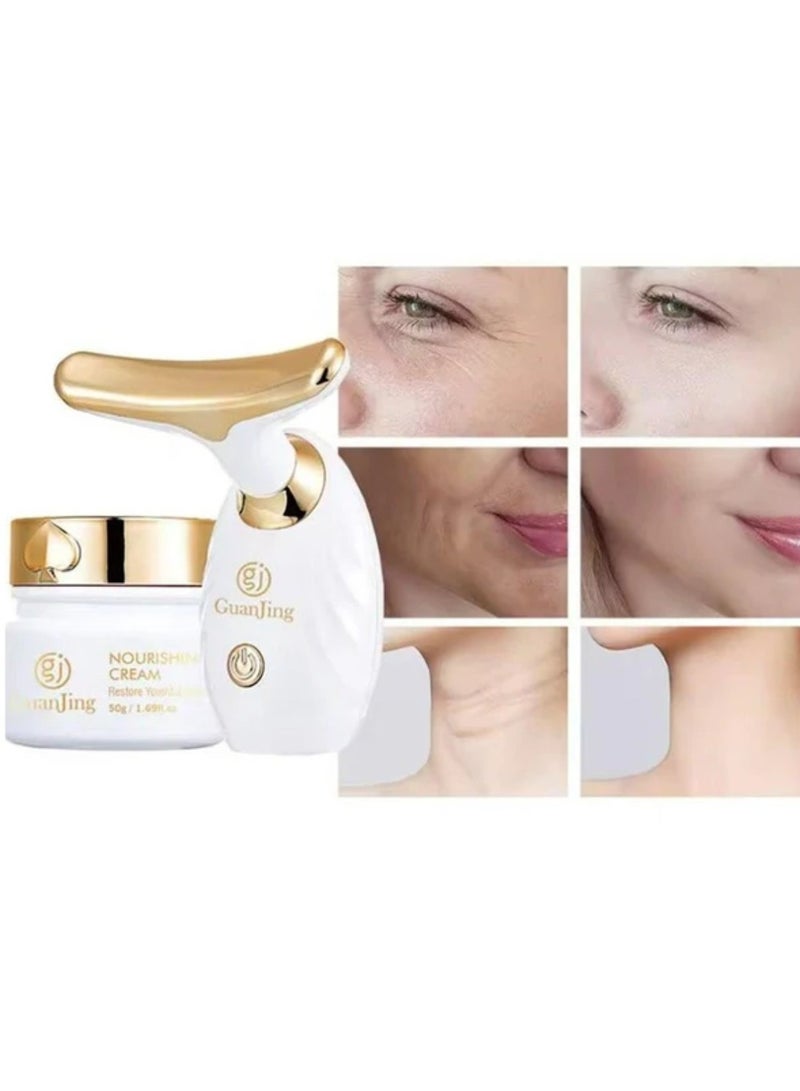 جوانجينج مجموعة العناية بالبشرة المغذية مدلك الوجه الكهربائي كريم الريتينول 28 يومًا تحسين ملمس البشرة للوجه بالكامل - Image 2