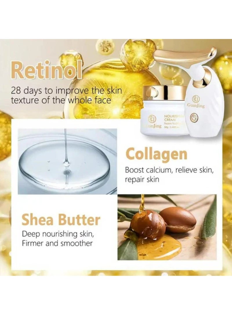 جوانجينج مجموعة العناية بالبشرة المغذية مدلك الوجه الكهربائي كريم الريتينول 28 يومًا تحسين ملمس البشرة للوجه بالكامل - Image 4