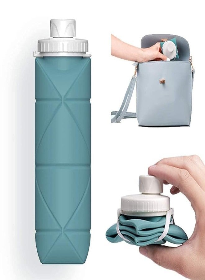 Gikzol Folding Silicone Water Bottle - Collapsible bottle for Travel, Cycling, Gym, Camping - 600 Ml, Leak-proof Lid, BPA-Free Wide Mouth, Durable, Foldable Bottle (Multicolor) - Image 1