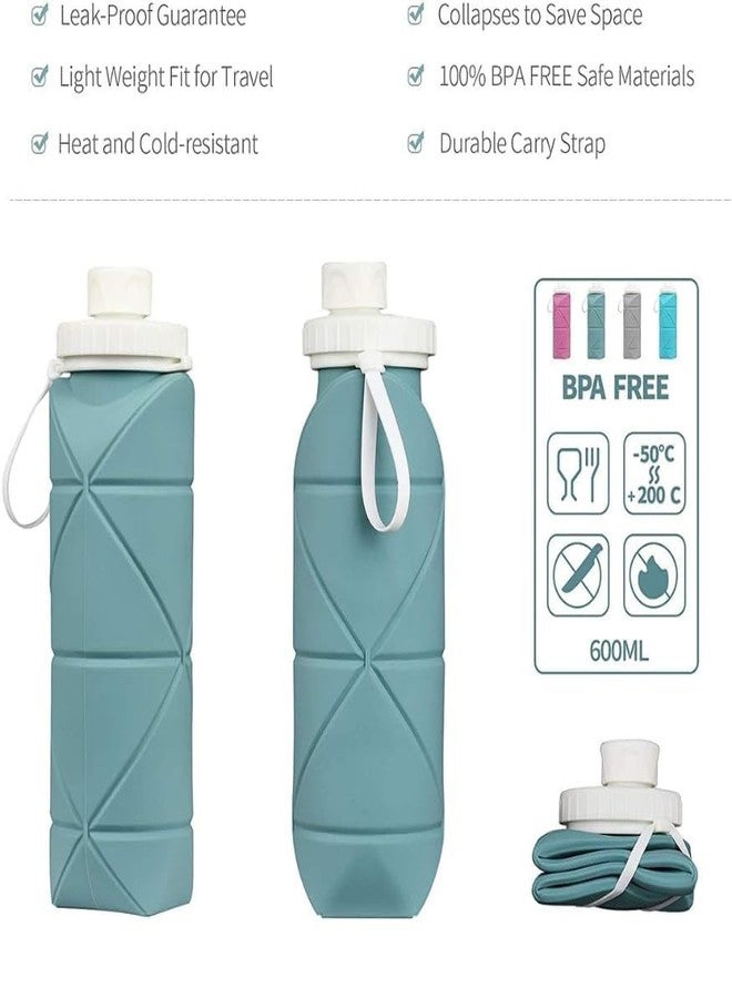Gikzol Folding Silicone Water Bottle - Collapsible bottle for Travel, Cycling, Gym, Camping - 600 Ml, Leak-proof Lid, BPA-Free Wide Mouth, Durable, Foldable Bottle (Multicolor) - Image 5