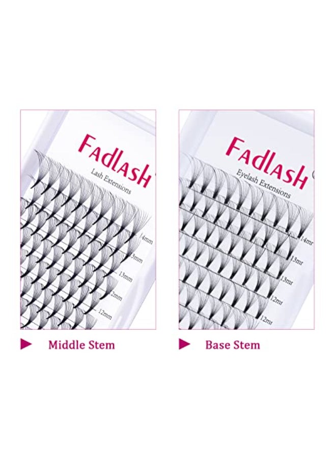 FADLASH Premade Lash Fans 10D 007 Volume Eyelash Extensions 14mm C Curl Volume Lashes Premade Pointed Base Middle Stem Lash Extension Supplies 10D007C 14mm - Image 4