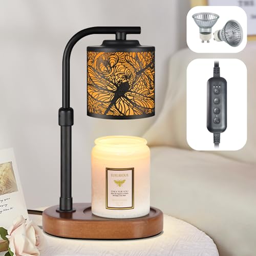 kobodon Candle Warmer Lamp with Timer, Electric Candle Lamp Warmer Birthday for Mom Women Home Bedroom Decor Wax Melt Warmer for Scented Wax with Jar Candles (Dragonfly) - Image 1
