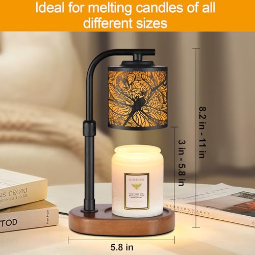 kobodon Candle Warmer Lamp with Timer, Electric Candle Lamp Warmer Birthday for Mom Women Home Bedroom Decor Wax Melt Warmer for Scented Wax with Jar Candles (Dragonfly) - Image 3