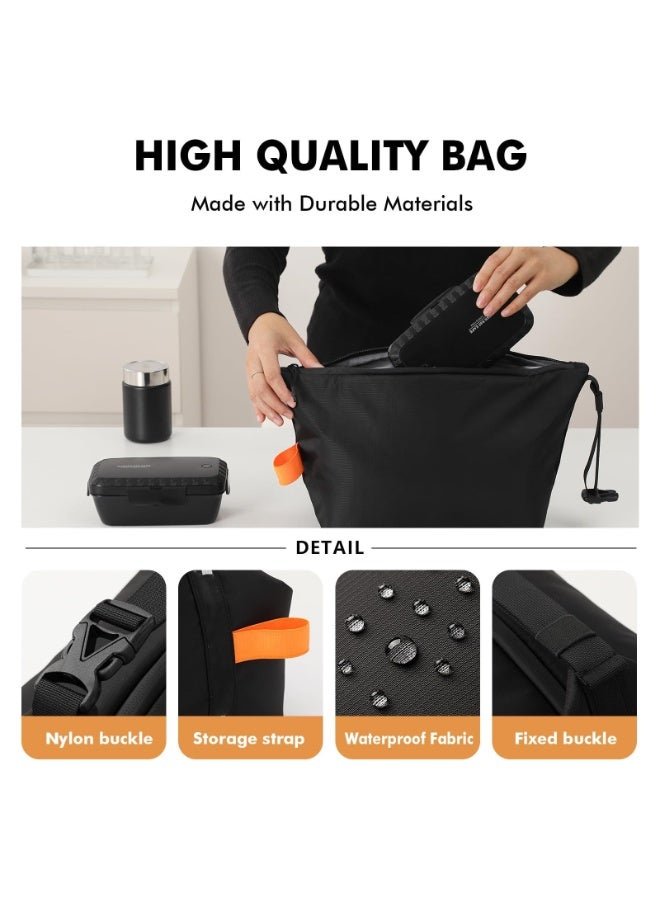 LEBOCADO Lunch bag for Adults, Large Capacity Lunch Tote, Reusable High Capacity Lunch Tote Bags for Work, Travel and Outdoor, Leakproof Food Container, Handheld Portable Meal Bag, Black - Image 3