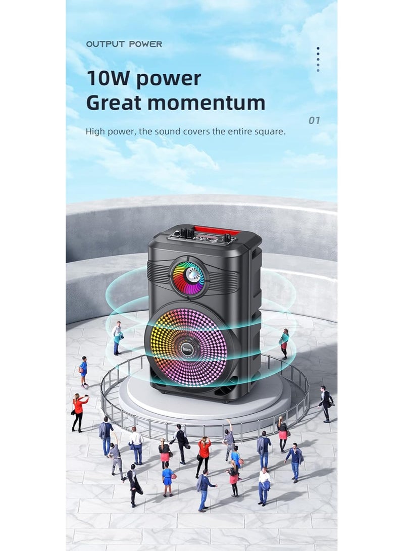هوكو مكبر صوت لاسلكي خارجي BS46 - ميكروفون سلكي، بلوتوث V5.0، سعة البطارية: 1800 مللي أمبير، وقت تشغيل الموسيقى حتى: 3 ساعات، يدعم بلوتوث، FM، USB، بطاقة TF، AUX، TWS - أسود - Image 5