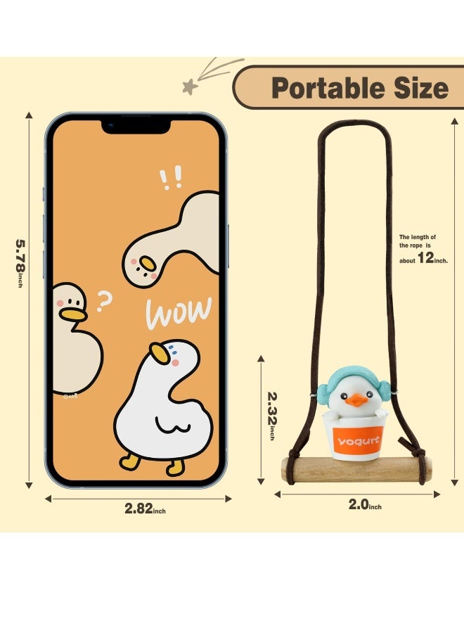 Car Mirror Hanging Accessories, Creative Bathing Swing Duck Rear View Mirror Accessories for Teens Women Men Car Decor Pendant Car Charm Truck Decorations (with Wooden Swing) - Image 4