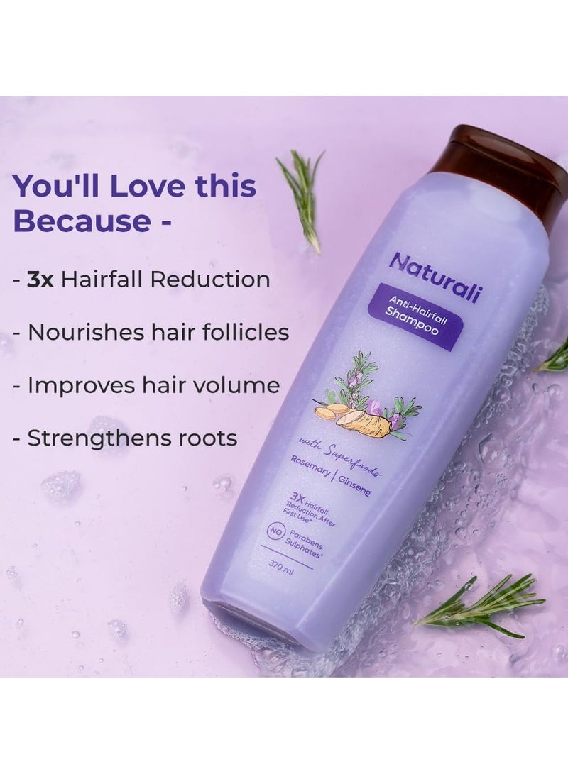 طبيعي شامبو مضاد لتساقط الشعر بزيت الروزماري وخلاصة الجينسنغ والبيوتين | يقلل من تساقط الشعر في 14 يومًا فقط | شامبو خالي من الكبريتات والبارابين | شامبو مضاد لتساقط الشعر للنساء والرجال (200 مل) زوروا متجر ناتشورالي - Image 3
