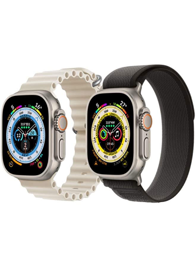 IAF Silicone Ocean Band Strap Pearl White Trail Loop strap Black/Gray Set of 2 for Apple Watch Ultra 8 49mm