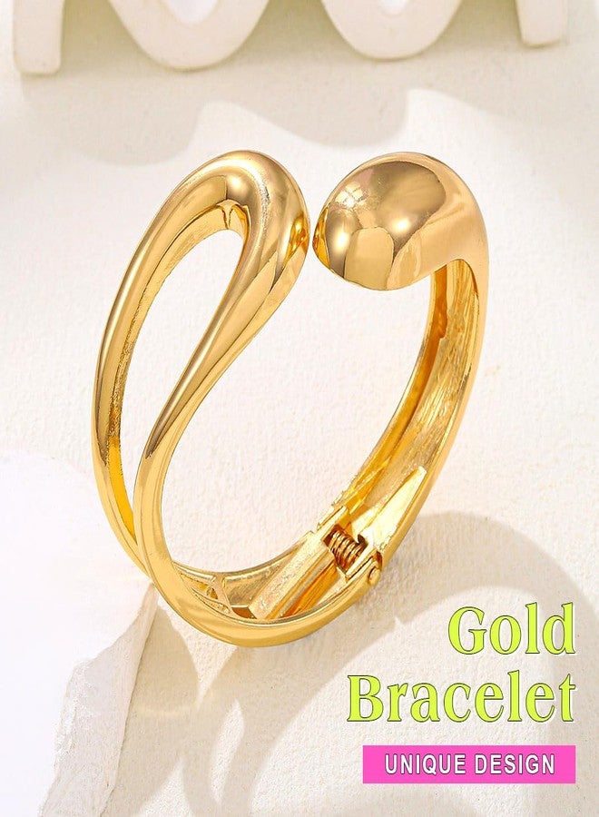 ACEDRE Chunky Gold Bangle Bracelet Thick Waterdrop Wide Cuff Statement Jewelry for Women - Image 2