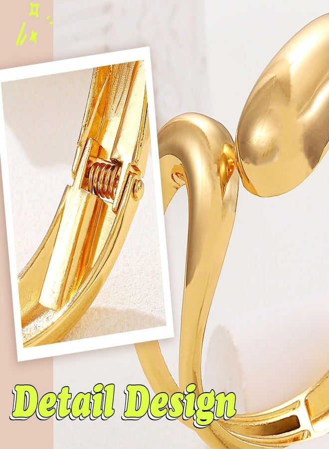 ACEDRE Chunky Gold Bangle Bracelet Thick Waterdrop Wide Cuff Statement Jewelry for Women - Image 4