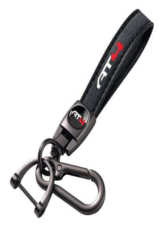 BFIVEANTE leather car keychain set for GMC AT4 men and women family present keychain key ring lanyard accessories (black) - Image 1