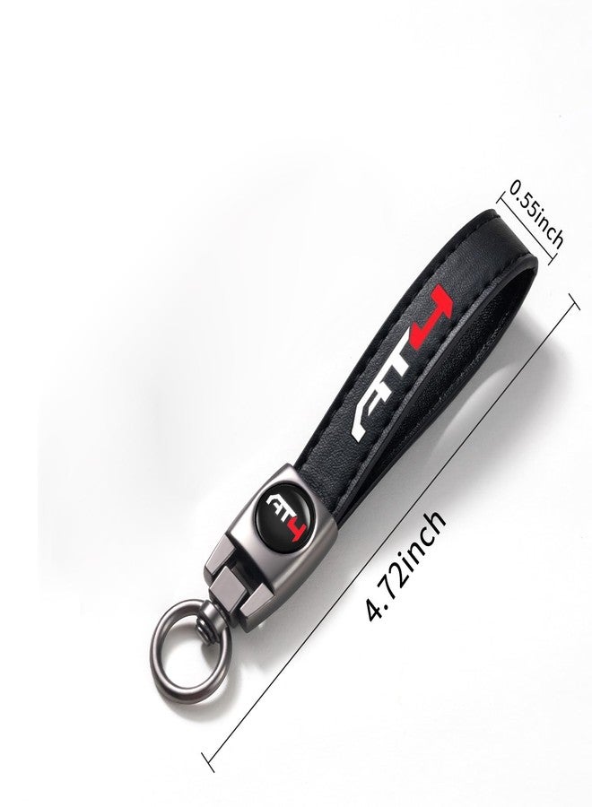 BFIVEANTE leather car keychain set for GMC AT4 men and women family present keychain key ring lanyard accessories (black) - Image 2