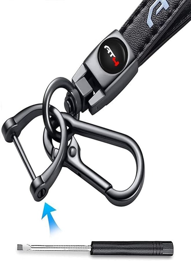 BFIVEANTE leather car keychain set for GMC AT4 men and women family present keychain key ring lanyard accessories (black) - Image 3