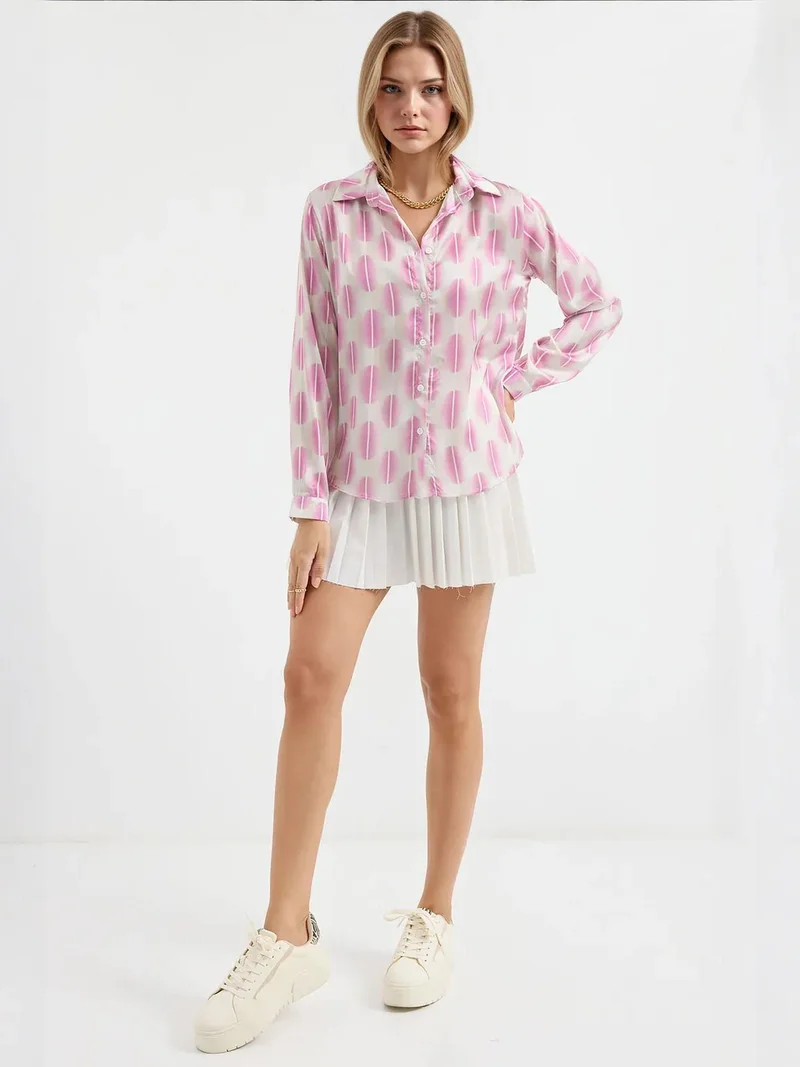 بيغ دارت قميص ساتان بأكمام طويلة بأزرار