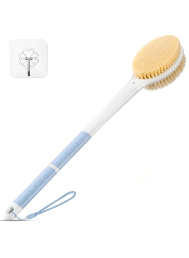 Metene Back Scrubber Body Shower Brush: Anti Slip Long Handle Bath Brush with Stiff and Soft Bristles - Showering Exfoliator Wet or Dry Brushing for Women, Men, Elderly (Blue) - Image 1