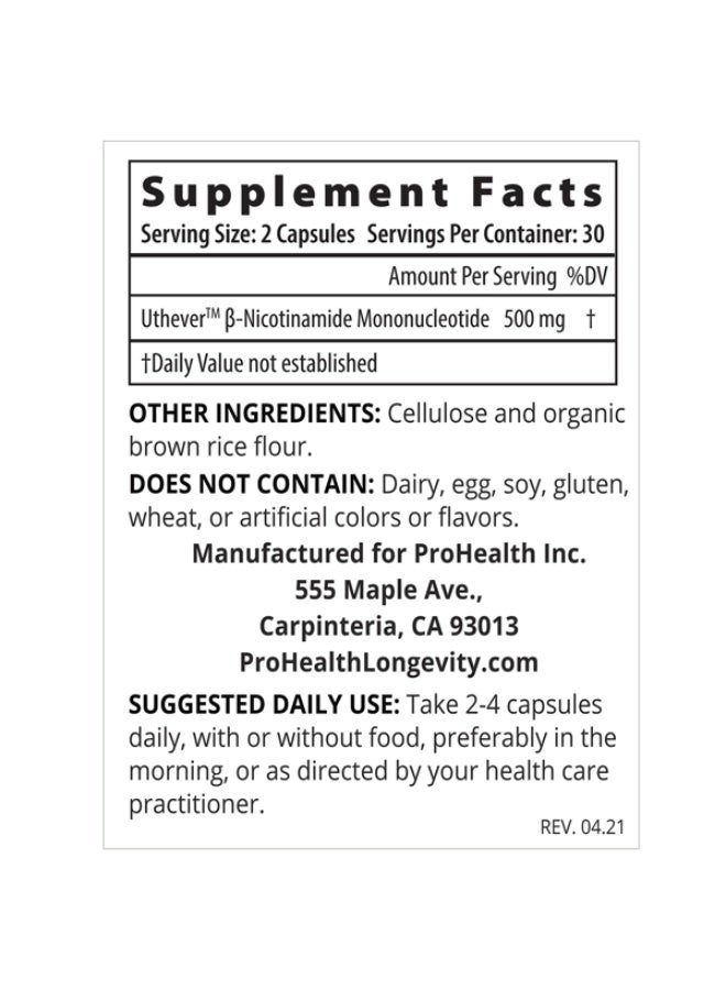 ProHealth NMN Pro 500 Enhanced Absorption 30caps - ProHealth - Image 3