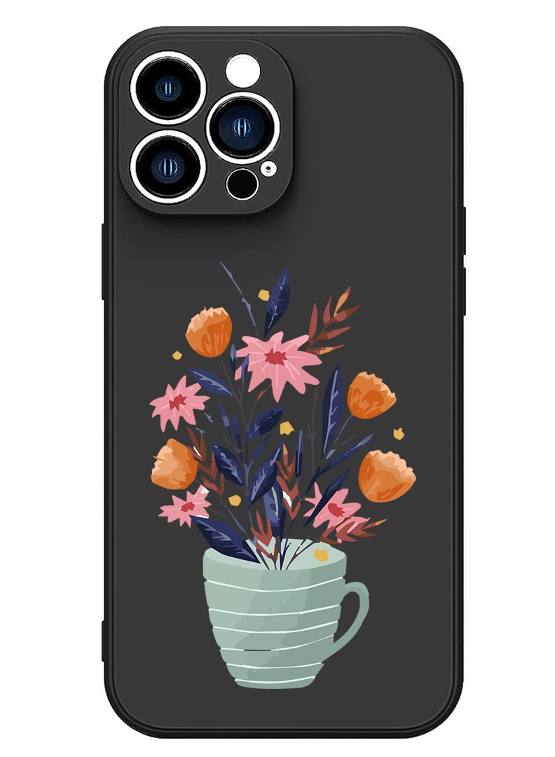 Theodor Protective Slim Fit Case Liquid Silicone Cover with Full Body Protection Anti-Scratch Shockproof Case For iPhone 12 Pro Max Black  - Cup of Flower - Image 1