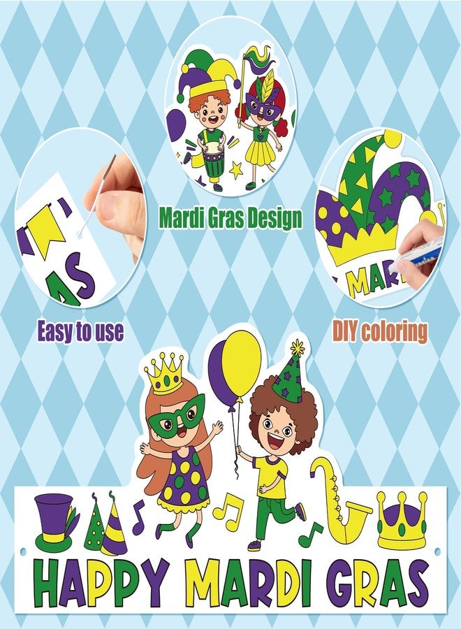 BkeeCten Mardi Gras Coloring Crowns - 96 Pcs Premium Cardstock Headbands with Elastic Bands for Carnival Parties, Classroom Math Activities, Cultural Educational Crafts & Kids DIY Art Projects - Image 3