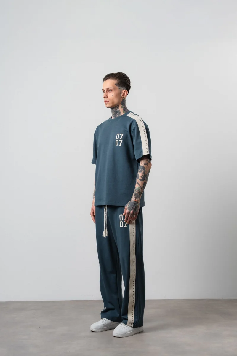 RESPIRE Men's 07 Striped Detail Regular Fit Tracksuit Set Petrol