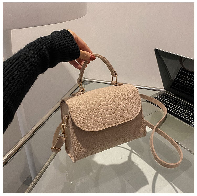 Underarm Bag Korean Style 2023 Spring Popular Felt Bag Crocodile Pattern Indentation Niche Crossbody Bag Small Square Bag Shoulder Bag - Image 1