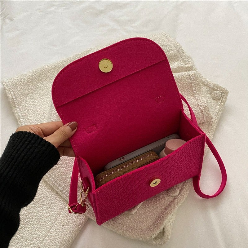 Underarm Bag Korean Style 2023 Spring Popular Felt Bag Crocodile Pattern Indentation Niche Crossbody Bag Small Square Bag Shoulder Bag - Image 5