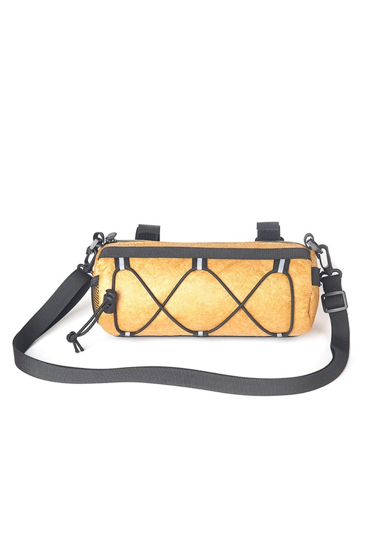 Excefore - Bike Waterproof Handlebar Bag, DuPont Paper Bicycle Front Storage Roll Bag for Mountain Road Bikes, Large Capacity Zipper Closure Commuter Shoulder Bag, Professional Cycling Accessories, Yellow - Image 1