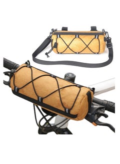 Excefore Bike Waterproof Handlebar Bag, DuPont Paper Bicycle Front Storage Roll Bag for Mountain Road Bikes, Large Capacity Zipper Closure Commuter Shoulder Bag, Professional Cycling Accessories, Yellow  - Image 2