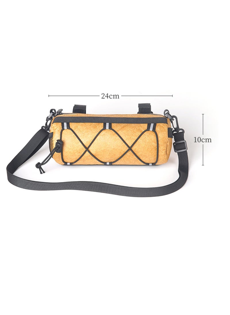 Excefore - Bike Waterproof Handlebar Bag, DuPont Paper Bicycle Front Storage Roll Bag for Mountain Road Bikes, Large Capacity Zipper Closure Commuter Shoulder Bag, Professional Cycling Accessories, Yellow - Image 1