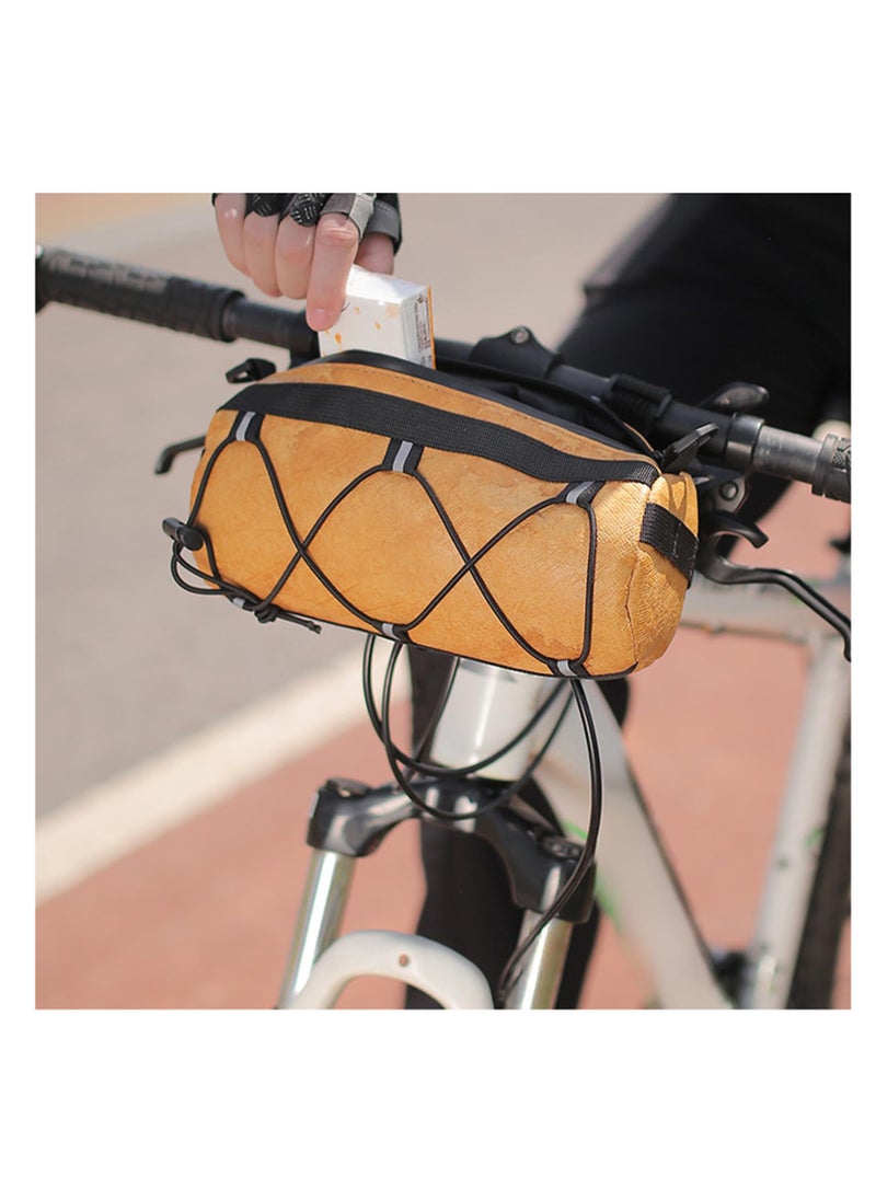 Excefore - Bike Waterproof Handlebar Bag, DuPont Paper Bicycle Front Storage Roll Bag for Mountain Road Bikes, Large Capacity Zipper Closure Commuter Shoulder Bag, Professional Cycling Accessories, Yellow - Image 1