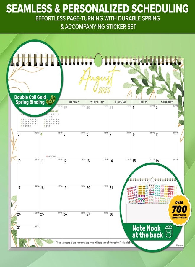 Decorably 18 Months Gold-Foiled Greenery Academic 18 Month 2025 Calendar Wall July 2025 to Dec 2026, 14.5x11.5in Spring-Bound Green Wall Calendar with Inspirational Quotes for Office and Home Planning - Image 5