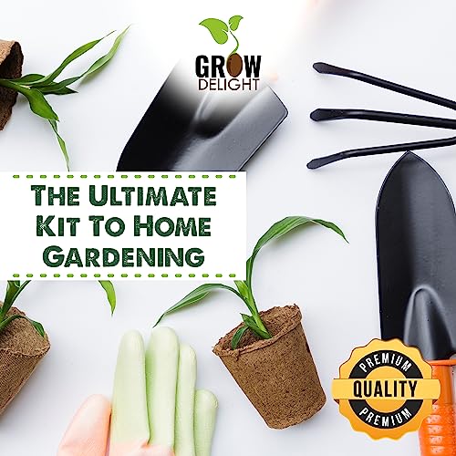 GROW DELIGHT Gardening Tools Kit-9 Pcs (Fork, Cultivator, Trowels, Garden Gloves, Weeder, Pruner Cutter, Garden Scissors, Free Flower Seeds Packet)|Durable Gardening Tools|Home Gardening Tool Set - Image 5