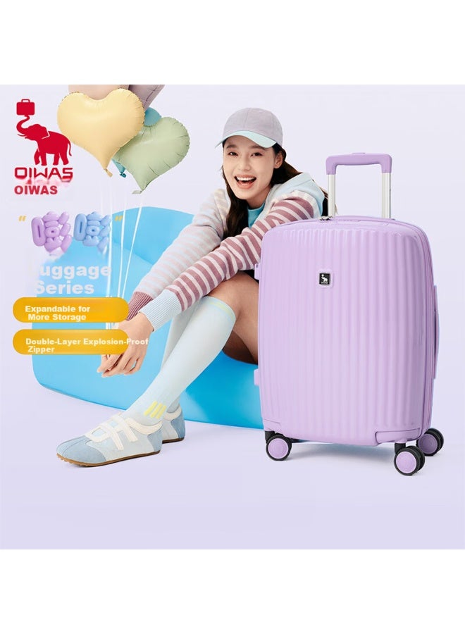 Oiwas Boom Boom 24-inch Luggage Women's Checked Dopamine Expandable Large Capacity Trolley Travel Suitcase With Password Lock - Image 1