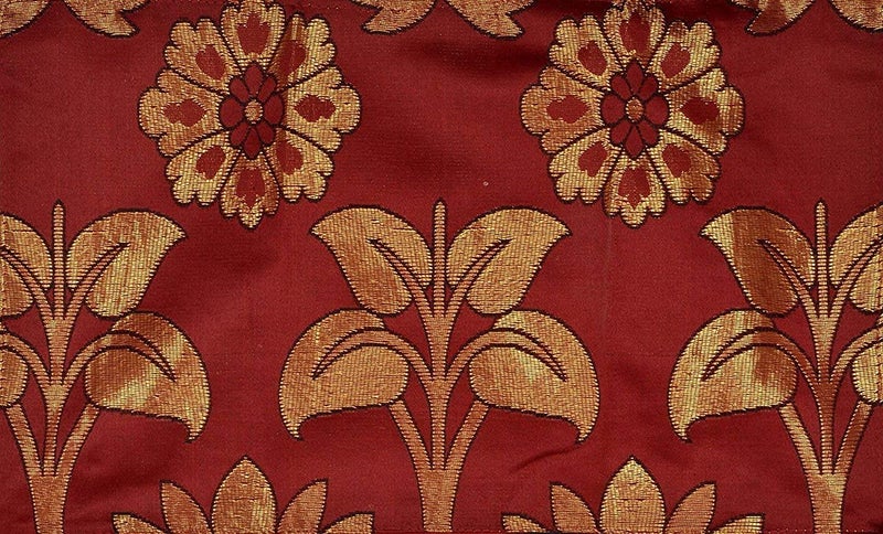 Peponi Cotton Silk Blend 1 Double Bedsheet with 2 Pillow Covers - Floral Maroon, Gold - Image 3