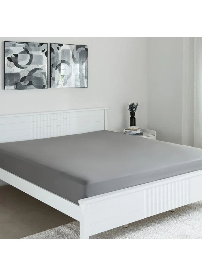 Home Box Essential Solid Cotton King Fitted Sheet 210 x 36 x 180 cm
