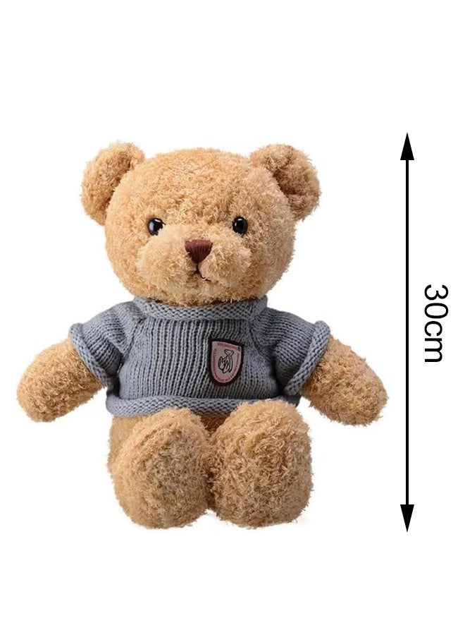 حيوانات محشوة على شكل دب تيدي، لعبة دب تيدي من القطيفة بطول 30 سم، هدية عيد ميلاد وعيد الحب (رمادي) - Image 2