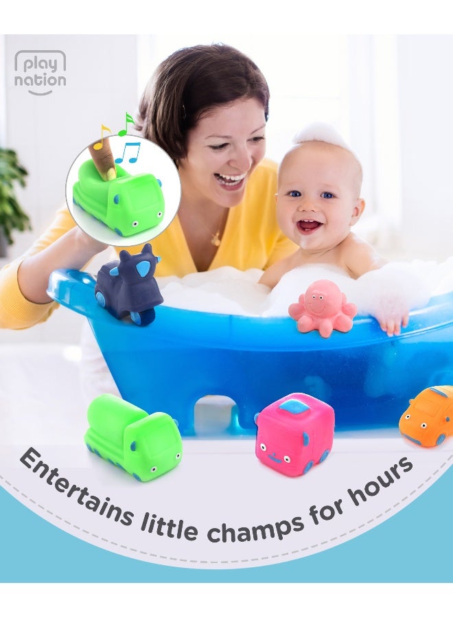PlayNation Play Nation Bath In Style Transport Squeeze Toy Set - Non-Toxic Squeezable Toys for Fine Motor Skills, 3+ Months, 4 Pieces - Image 4