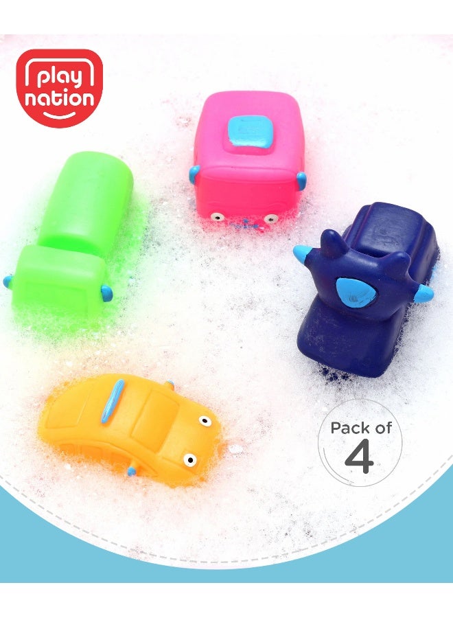 PlayNation Play Nation Bath In Style Transport Squeeze Toy Set - Non-Toxic Squeezable Toys for Fine Motor Skills, 3+ Months, 4 Pieces - Image 1