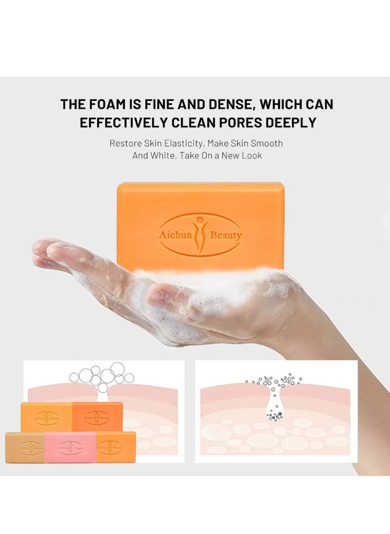 Aichun beauty - 300G Super Whitening Vitamin C Soap Multi Purpose Face and Body Vitamin C Essential Soap Underarm Whitening Improve Dullness Firming Anti Wrinkle Moisturizing Soothing Anti Dark Spots Skincare Soap for Women and Men - Image 1