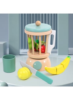 Wooden Afternoon Tea Coffee Machine Blender Juicer Bread Machine Ice Cream Kitchen Set Play Toys-Color:Wooden Juicer 7 Piece Set